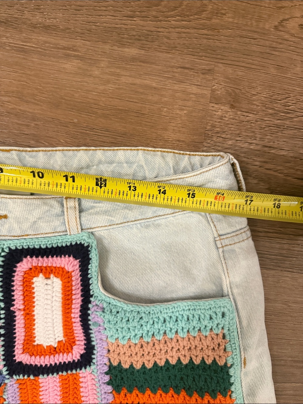 FARM Rio Multicolor Crochet Patchwork Jean Shorts - Picture 6 of 7